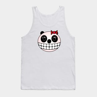 Girl Panda Bear - Red Bow Tank Top